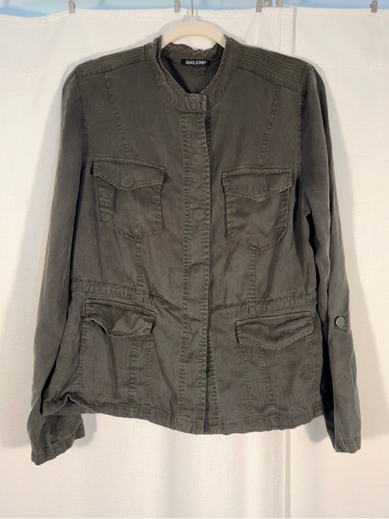 Dear John Jackets & Blazers - Dear John Olive Green Tencel Utility Jacket